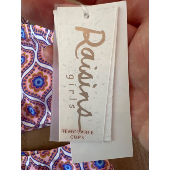 Raisins Girls Two-Piece Bikini Set With Removable Cups Size 12 Multicolor Geomet - Picture 3 of 4